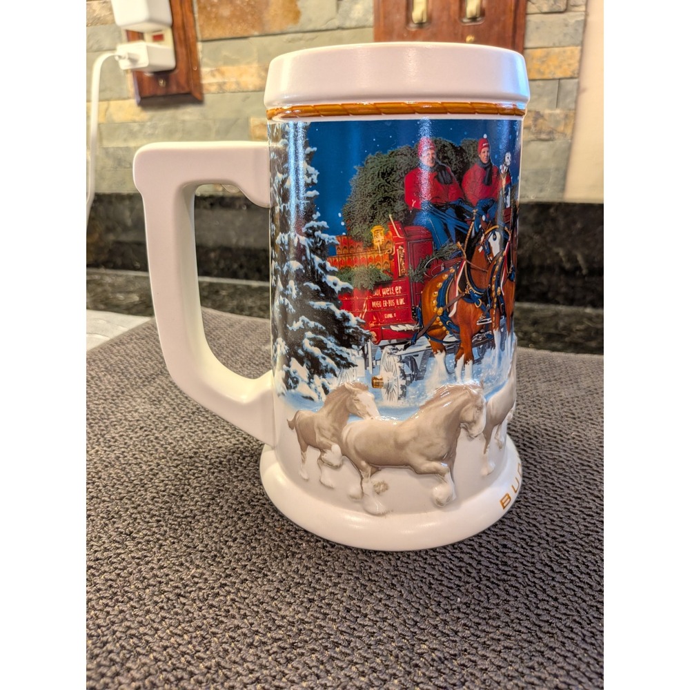 2005 Budweiser Holiday Stein CS628‎ Clydesdales Ceramarte Brazil Christmas Mug